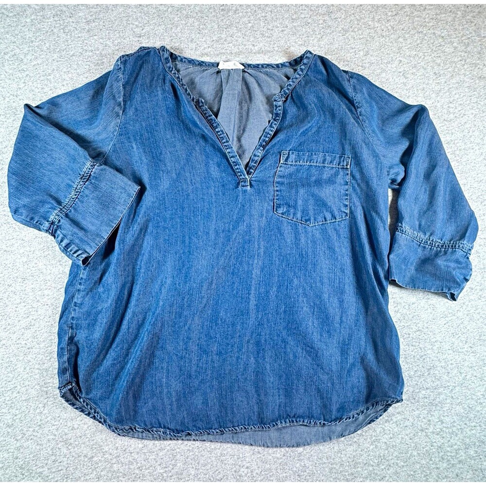 Glam American Made Womens S Tencel Denim Chambray Tunic Coastal Cowgirl Boho